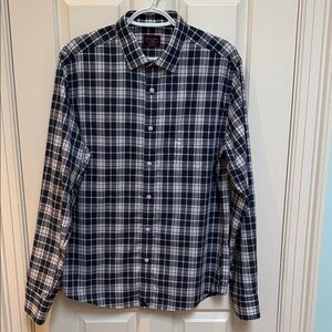 UNTUCKit sz L Men's blue white plaid check button down shirt